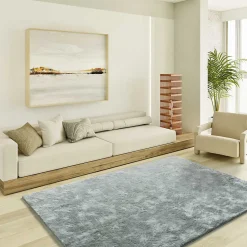 Sale Atticgo Tapis intérieur argent rectangulaire shaggy uni 140x200 cm ROMA