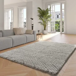 Online Atticgo Tapis intérieur argent rectangulaire shaggy 160x230 cm ATESA