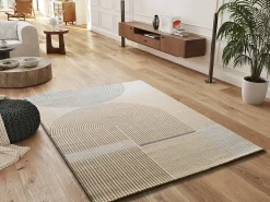 Atticgo Tapis intérieur beige rectangulaire géométrique 140x200 cm GARDEN* Tapis Persan Et Berbère