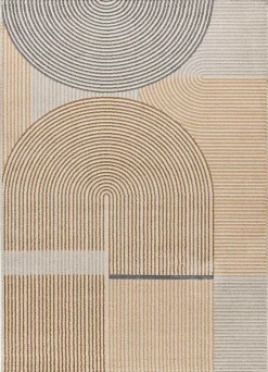 Atticgo Tapis intérieur beige rectangulaire géométrique 140x200 cm GARDEN* Tapis Persan Et Berbère