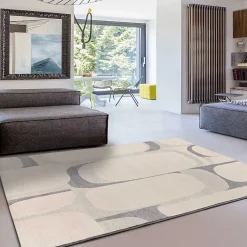 Atticgo Tapis intérieur beige / gris rectangulaire abstrait 160x230 cm PORTO* Tapis Pour Salon