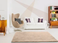 Atticgo Tapis intérieur beige rectangulaire shaggy uni 140x200 cm ALPACA* Tapis Uni