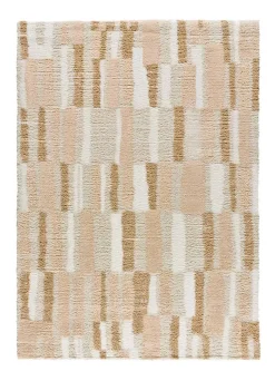 Best Atticgo Tapis intérieur beige rectangulaire shaggy géométrique 160x230 cm SERENE TERRA