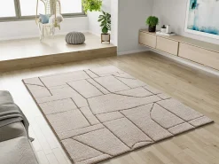 Best Atticgo Tapis intérieur blanc rectangulaire scandinave avec relief 160x230 cm DIENA