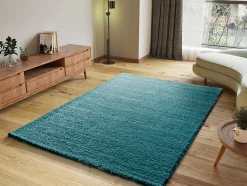 Atticgo Tapis intérieur bleu rectangulaire shaggy uni 60x120 cm ATLAS* Tapis Uni
