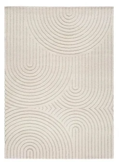 Atticgo Tapis intérieur blanc rectangulaire scandinave avec relief 200x290 cm LINA* Tapis Pour Chambre