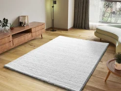 Atticgo Tapis intérieur blanc rectangulaire shaggy uni 120x180 cm ATLAS* Tapis Uni
