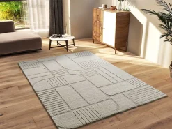 Atticgo Tapis intérieur blanc rectangulaire scandinave 120x170 cm SNOWY* Tapis Persan Et Berbère