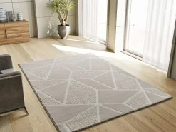 Sale Atticgo Tapis intérieur blanc rectangulaire géométrique 80x150 cm SENSATION
