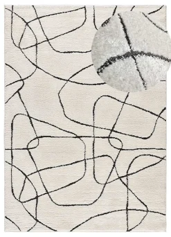 Atticgo Tapis intérieur blanc rectangulaire géométrique 140x200 cm BLANCHE