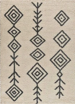 Atticgo Tapis intérieur blanc rectangulaire shaggy ethnique 160x230 cm ATLAS* Tapis Persan Et Berbère