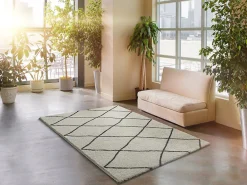 Atticgo Tapis intérieur blanc rectangulaire éthnique 133x190 cm ATLAS