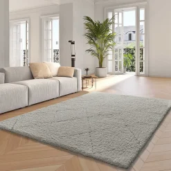 Outlet Atticgo Tapis intérieur blanc rectangulaire shaggy 60x120 cm ATESA