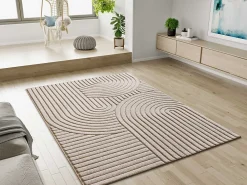 Sale Atticgo Tapis intérieur blanc rectangulaire scandinave avec relief 120x170 cm DIENA