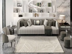 Atticgo Tapis intérieur blanc rectangulaire botanique 133x190 cm SENSATION* Tapis Uni
