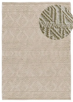 Outlet Atticgo Tapis intérieur crème rectangulaire ethnique avec relief 120x170 cm PAMUK
