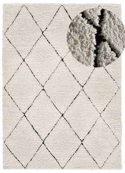 Atticgo Tapis intérieur crème rectangulaire shaggy 120x170 cm ATESA* Tapis Uni