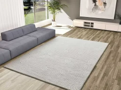Atticgo Tapis intérieur crème rectangulaire géometrique avec relief 200x290 cm ESTILO* Tapis Pour Salon