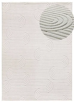 Atticgo Tapis intérieur crème rectangulaire géometrique avec relief 200x290 cm ESTILO* Tapis Pour Salon