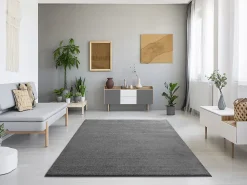 Atticgo Tapis intérieur gris rectangulaire uni 120x170 cm MONTANA