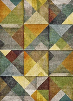Atticgo Tapis intérieur multicolore rectangulaire géométrique 140x200 cm MATRIX* Tapis Pour Salon