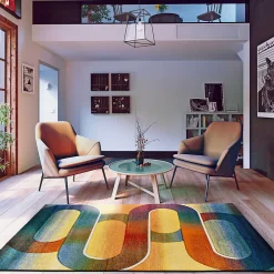 Atticgo Tapis intérieur multicolore rectangulaire géométrique 160x230 cm SYBIL
