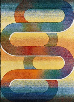 Atticgo Tapis intérieur multicolore rectangulaire géométrique 160x230 cm SYBIL