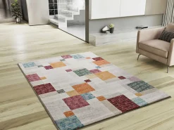 Atticgo Tapis intérieur multicolore rectangulaire géométrique 160x230 cm EIDER* Tapis Pour Salon