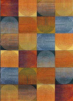 Atticgo Tapis intérieur multicolore rectangulaire géométrique 140x200 cm SYBIL