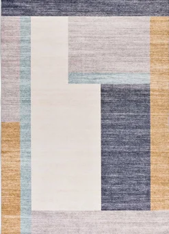 Atticgo Tapis intérieur multicolore rectangulaire géometrique 140x200 cm CLASS* Tapis Intérieur|Tapis Pour Salon