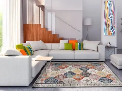 Atticgo Tapis intérieur multicolore rectangulaire éthnique 120x170 cm MIRVA* Tapis Persan Et Berbère