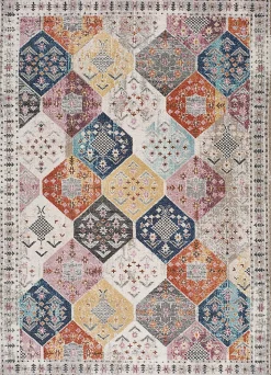 Atticgo Tapis intérieur multicolore rectangulaire éthnique 120x170 cm MIRVA* Tapis Persan Et Berbère