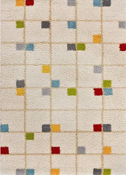 Atticgo Tapis intérieur multicolore rectangulaire shaggy géométrique 80x150 cm BREMEN* Tapis Pour Salon