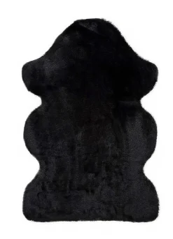 Atticgo Tapis intérieur noir forme irrégulière shaggy uni 60x90 cm FOX* Tapis Pour Chambre