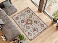 Atticgo Tapis intérieur rouille rectangulaire éthnique 120x170 cm PARMA* Tapis Persan Et Berbère|Tapis Pour Salon