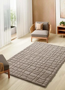 Atticgo Tapis intérieur taupe rectangulaire scandinave avec relief 190x285 cm JUNO* Tapis Pour Salon