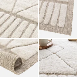 Clearance Sweeek Tapis intérieur motif ethnique berbère 160x230cm poils ras. beige et crème