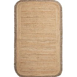 New Deko & Co Tapis jute frangé bords arrondis UMA 80X150