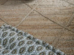Deko & Co Tapis jute naturel surpiqué Croisillons 120x180 cm* Tapis Jute Et Naturel