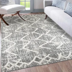 Hot Unamourdetapis Tapis longs poils shaggy tissé motif berbère PITOLA, gris, blanc