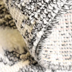 Hot Unamourdetapis Tapis longs poils shaggy tissé motif berbère PITOLA, gris, blanc