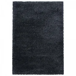 Unamourdetapis Tapis longs poils shaggy tissé motif uni UNI B, Noir