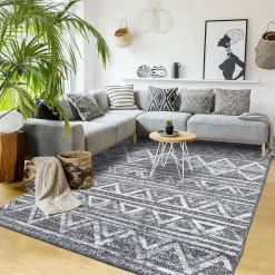 Unamourdetapis Tapis longs poils shaggy tissé motif berbère LANDA, gris, blanc* Tapis Persan Et Berbère|Tapis Pour Chambre