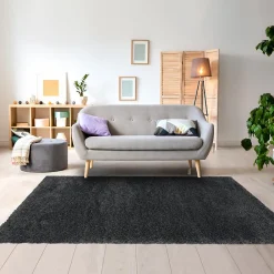 Discount Unamourdetapis Tapis longs poils shaggy tissé motif uni UNI B, Gris