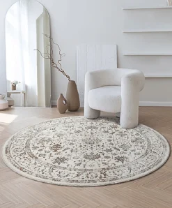 The Carpet Tapis Mila brillant, classique ancien, Crème, 200 cm Rond* Tapis Intérieur