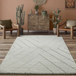 Best The Carpet Tapis moderne shaggy entretien facile - Crème - 200 x 290 cm - Bahar Shaggy
