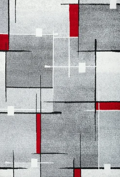 Best The Carpet Tapis Pearl moderne salon découpe contour, Gris Rouge, 120 x 160 cm