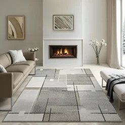 The Carpet Tapis Pearl moderne salon découpe contour, Beige, 140 x 200 cm* Tapis Intérieur|Tapis Pour Chambre