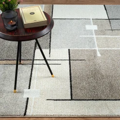 The Carpet Tapis Pearl moderne salon découpe contour, Beige, 140 x 200 cm* Tapis Intérieur|Tapis Pour Chambre