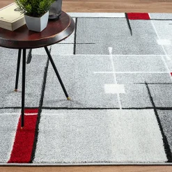 Best The Carpet Tapis Pearl moderne salon découpe contour, Gris Rouge, 240 x 330 cm